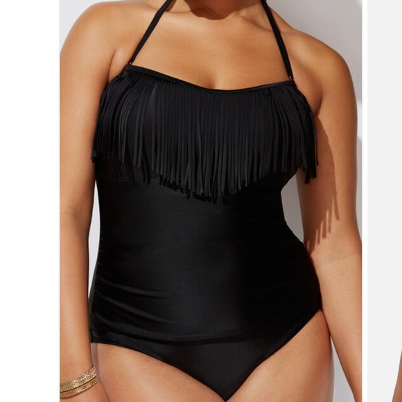 Swimsuits For All Other - Swimsuits For All Black Fringe One Piece Swimsuit Size 6